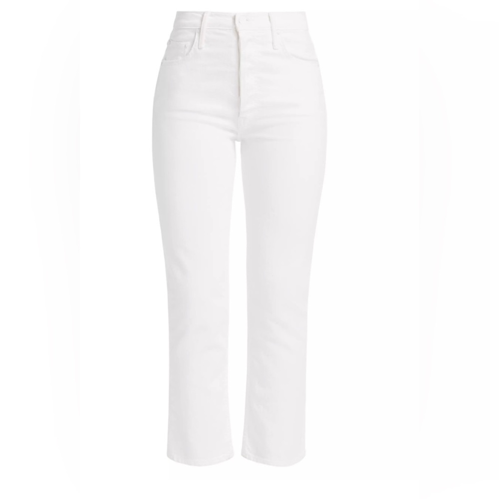NWT Mother Revolve The Tomcat White Ankle Jeans in Cream Puffs Size 25
